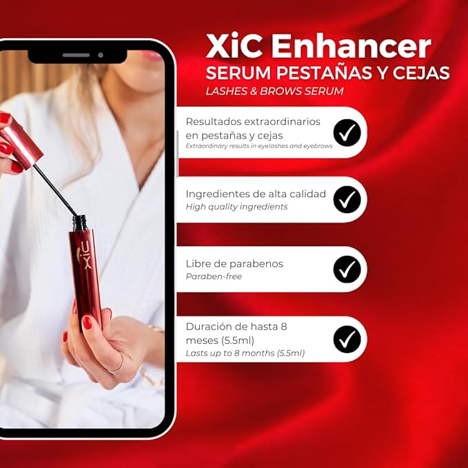 Eyelash and Eyebrow Growth Serum + Professional Mascara for athletes. Pack with 2 tubes 1 XiC Enahncer to Grow Eyelashes and 1 Xtreme Mascara, ideal for Making Exercise. XiC Duo Xtreme