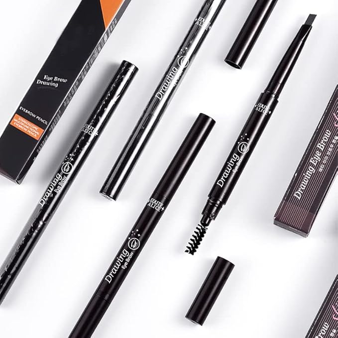 Eyebrow Pencil, Waterproof Eyebrow Makeup with Soft Spoolie Brush, Long Lasting UltraFine Triangle Shaped Pencil, Creates Perfect Natural Eyebrows (Gray)