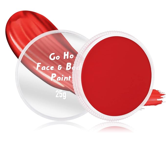 Go Ho Red Face Paint Washable for Halloween Makeup,Creamy to Gel Water Based Red Devil Makeup Body Paint Full Coverage for Adults Children Cosplay SFX Costumes Festivals Makeup,25g