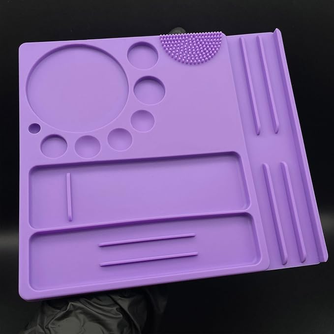 Silicone Palette for Lash Lift Brow Lamination Palette,Silicone Palette for Lash Lift and T-int 9 Function Tray for Eyelash Lifting Brow Lamination,DIY Tint Mixing Tool for Perming Lashes (Purple)