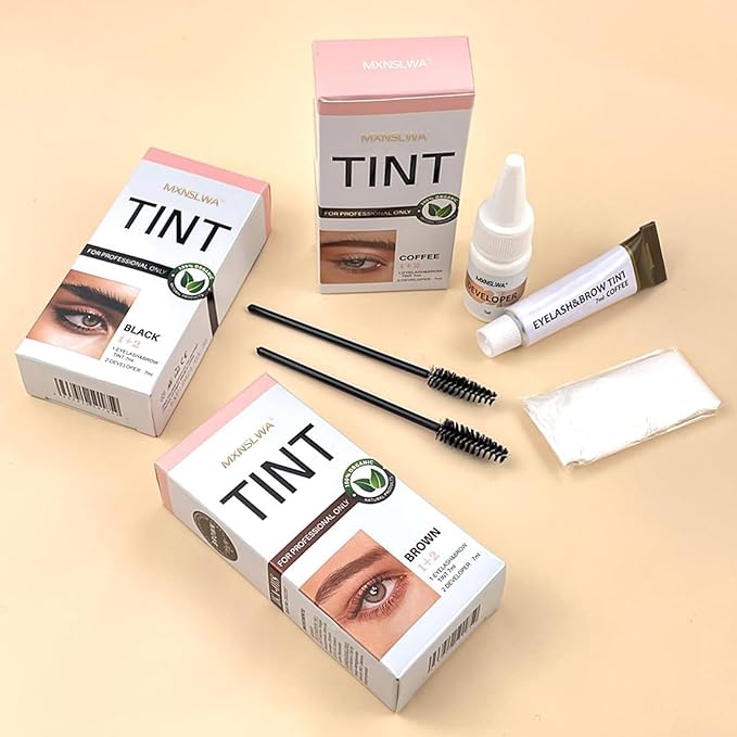 Lash Color Kit, Natural Coffee Eyelash & Eyebrow Kit, Professional Lash & Brow Color Kit-Lasting for 6 Weeks, Waterproof & Safe Color for Salon Home Easy Use, Gift for Women Girl Mom Wife