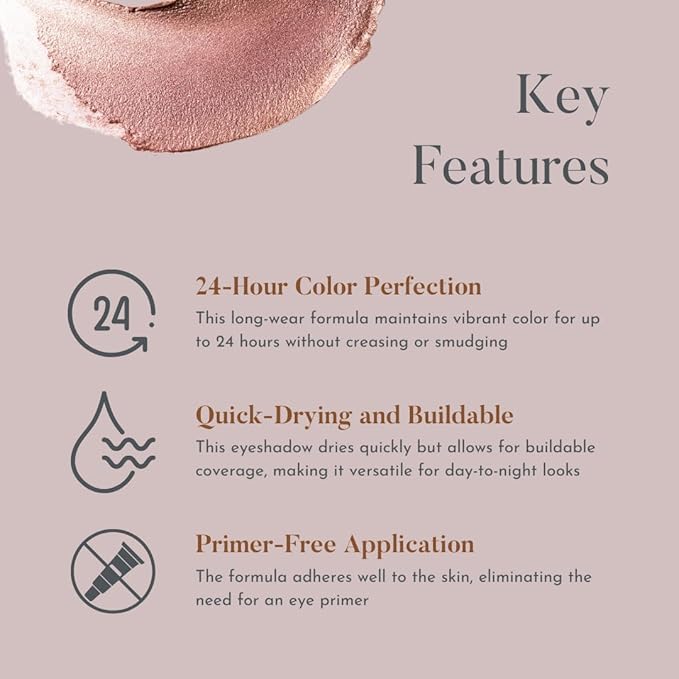 Eye Jewels 24-Hour Eye Shadow Vegan, Cruelty-Free Long-Lasting Cream Eyeshadow, Radiant Finish Eye Makeup for All Skin Tones, Easy-to-Blend, Smudge-Proof, Rose Gold .15 fl oz