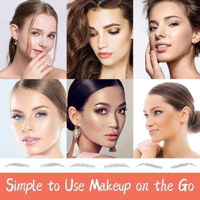 Eyebrow Tattoo Stickers 84 Pairs, 8 Sheets Temporary Tattoo Peel Off Sticker Waterproof 6D Hair-Like False Instant Transfer False Brows (12 Brown Eyebrows - Arched & Thin & Long & Thick)