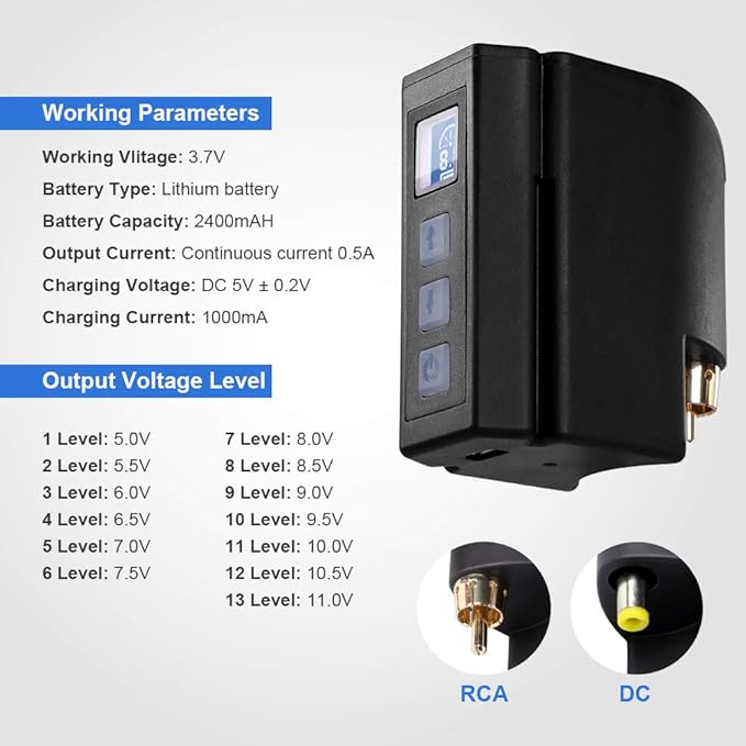 Hawink Mini Tattoo Battery Tattoo Rechargeable USB Power Supply Digital Display Tattoo Machine RCA Connector P198-RCA