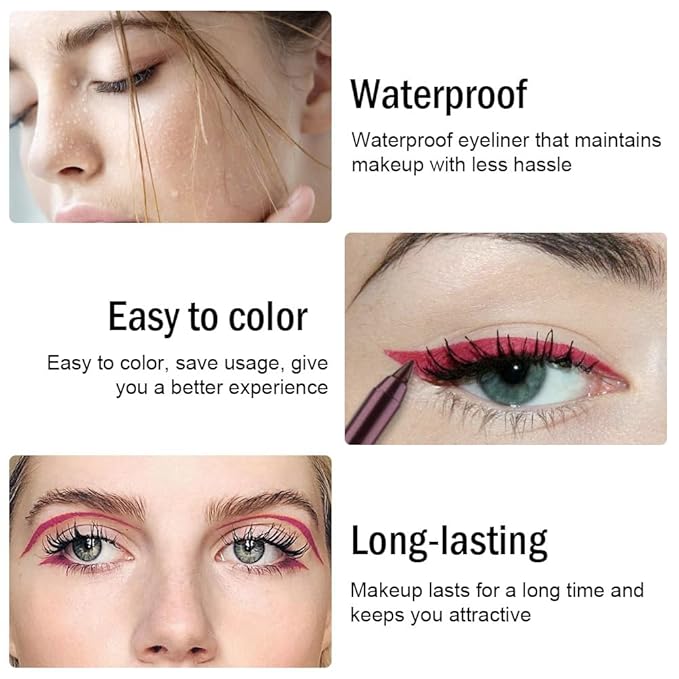 evpct Plum Purple Eyeliner Pencils for Eyes, Plum Purple Colored Eye Liner Pencil Pen Makeup Waterproof Smudge Proof, Colored Gel Waterline Eyeliner Liquid, Face Eye Paint Stick Halloween Makeup 18