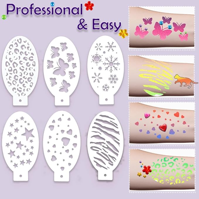 Face Painting Kit - Professional Rainbow Split Cake for Body & Face Makeup, Water Activated, 10 x 10g, with Stickers, Brushes, Sponges, for Halloween, Christmas, Easter, Parties