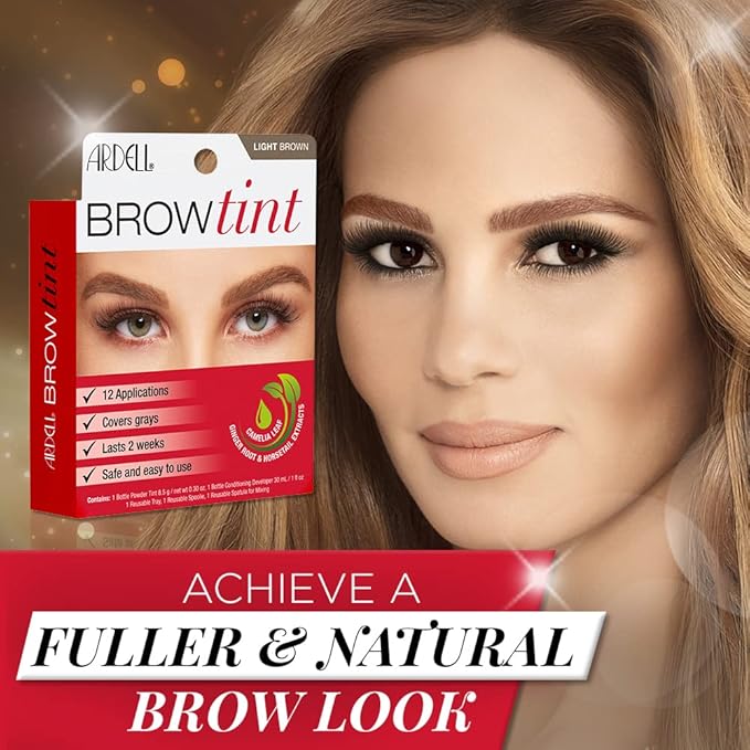 Ardell Brow Tint Kit Light Brown - Semi-Permanent Eyebrow Dye, Long-Lasting Brow Color with Natural Extracts, Complete Eyebrow Tint Set, 1 Pack