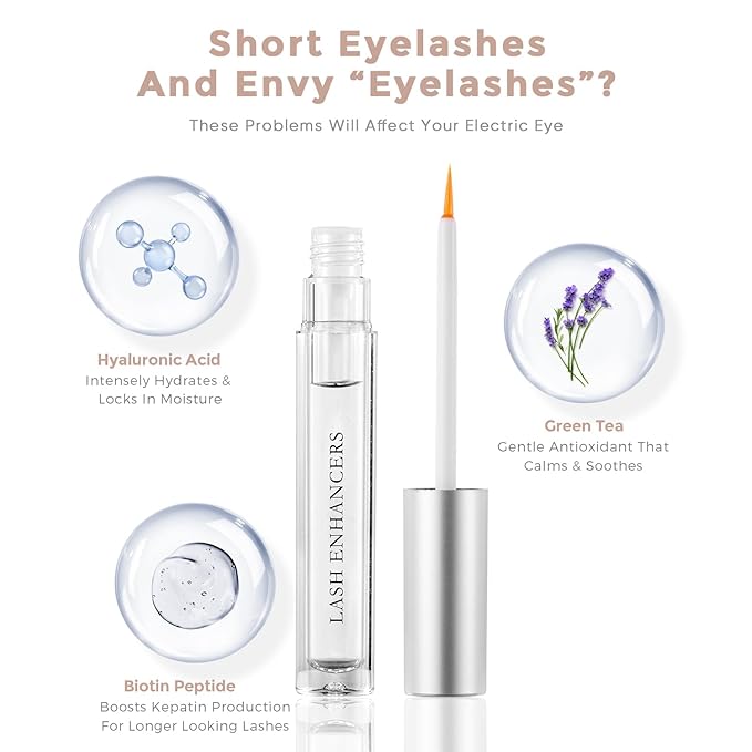 Eyelash Growth Serum, Nutrient Formula Lash Serum Growths Fuller & Longer Looking, Clear Eyebrow Growth Serums With Mascara Tube Natural Formula Vegan & Cruelty-Free