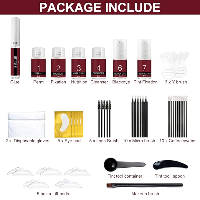 Lash Lift Kit & Brow Lamination Kit, Eyebrow Lamination Kit with Black, Professional Eyelash Lifting Kit, Eyelash Perm Kit with All Tools, Lasts for 8 Weeks, Easy to Use,for Salon & Home