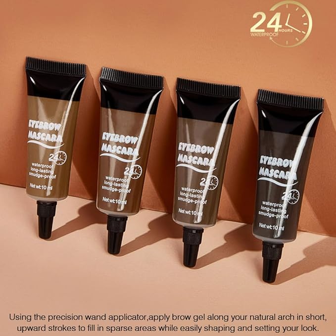 Tinted Thickening Eyebrow Mascara with Two Eyebrow Brushes,Brow Fast Sculpt,Waterproof,Transfer-proof,Eyebrow Tinting Kit- Cruelty Free - Light Medium Brown (4 Pack) (4Pcs 01#&02#&03#&04#)