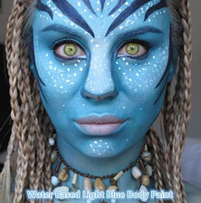 Go Ho Light Blue Face Paint Stick,Water Based Pale Blue Body Paint Washable,Smooth Face Paint Kit,Halloween Cosplay SFX Corpse Bride Sally Makeup