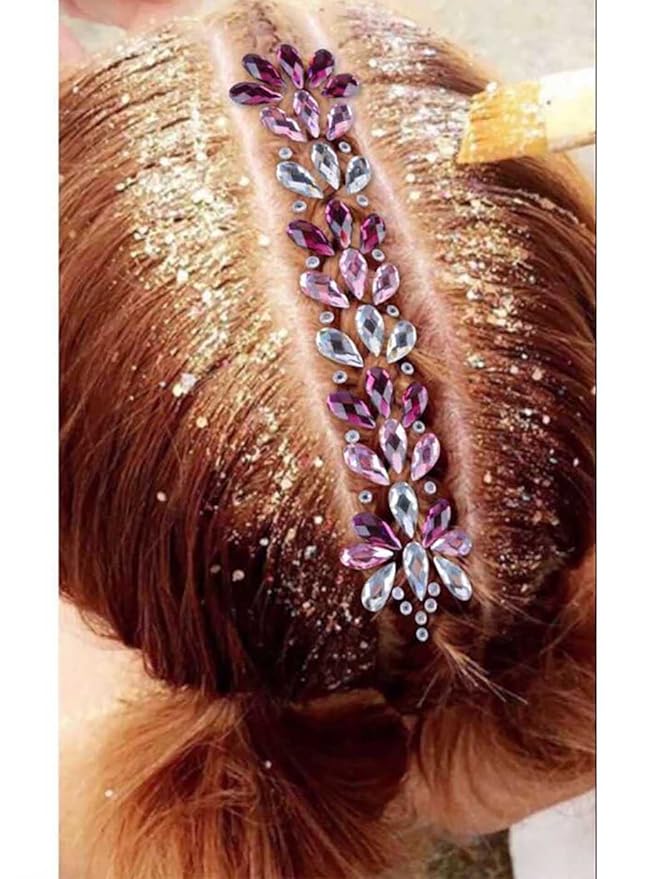 Crystal Face Stickers Tears Rhinestone Self-adhesive Hair Stickers Music Festival Revelry for Women and Girls