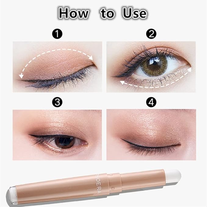 Go Ho Matte Eyeshadow Stick - Creamy Eye Brightener Pen, Waterproof Opals White Highlighter, 101#