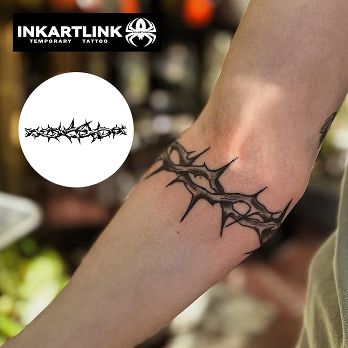 Semi Permanent Tattoo,men's tattoo, exquisite and realistic design, fun tattoo experience, cruelty-free, non-reflective, waterproof (Thorns)