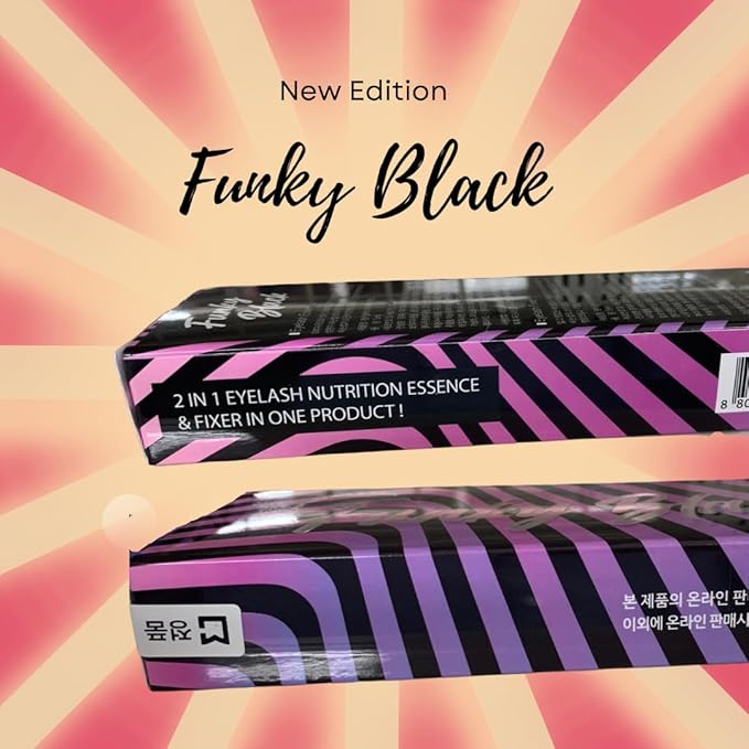 Funky Black Eyelash Growth Serum Enhancer to Grow Thicker, Longer Lashes & Eyebrow boost 1.7fl oz + Eyelash fixer 1.7 fl oz (Enhancer and fixer in One)