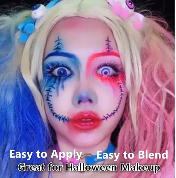 Go Ho Royal Blue Face Paint Washable,Water Based Cream Blue Face Body Paint,Halloween Cosplay SFX Smurf Mystique Avatar Clown Makeup,Highly Pigmented,Smooth and Safe for Skin