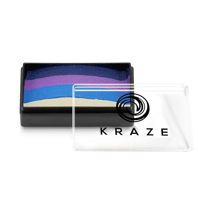 Kraze FX Dome Stroke - Twilight (25 gm), Professional 1-Stroke Split Cake, Hypoallergenic, Non-Toxic, Water Activated Face & Body Painting Makeup Supplies for Sensitive Skin, Kid Safe, Adults