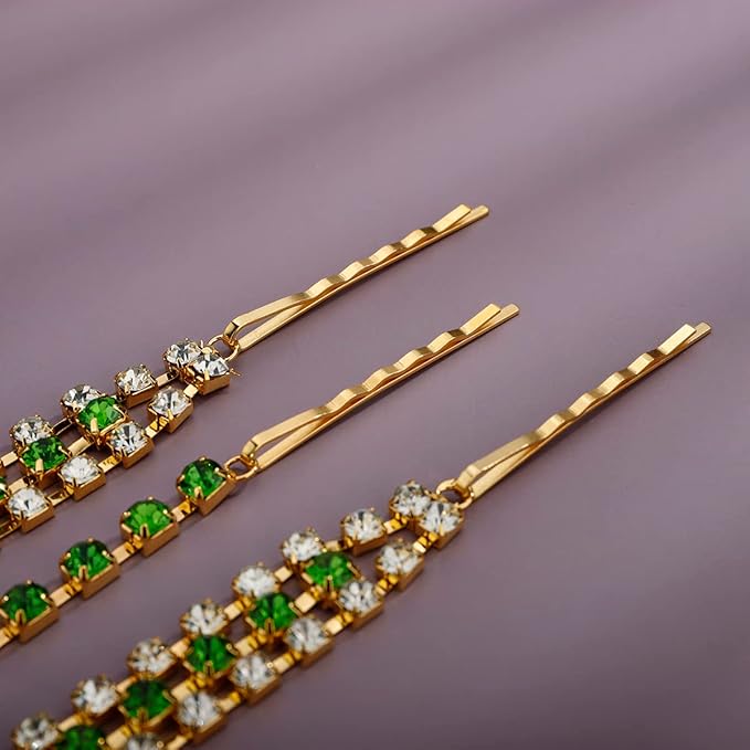 Xerling Green Crystal Pendant Head Chain Boho Layered Rhinestones Forehead Headpiece Tassel Head Jewelry for Women Wedding Hair Clip Accessories for Brides (Green-Gold)
