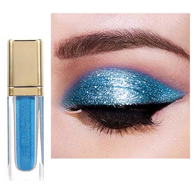 Kilshye Glitter Liquid Eyeshadow Shimmer Eye Shadow Metallic Eyeshadows High Pigment Eyes Shadow Long Lasting Waterproof Eyes Liquid Makeup for Women and Girls Pack of 1 (B- Blue 5)