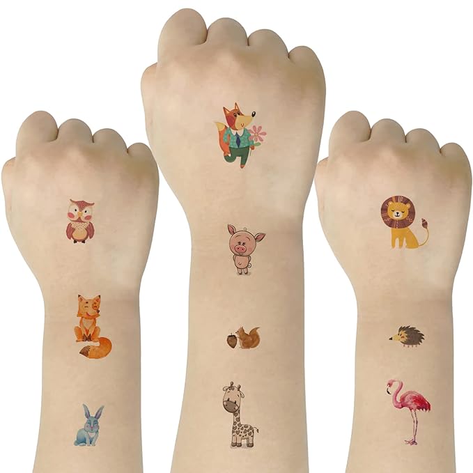 (Pack of 10 Sheets) Animals Waterproof Temporary Tattoo Stickers for Kids Boys and Girls, Party Favors Decorations
