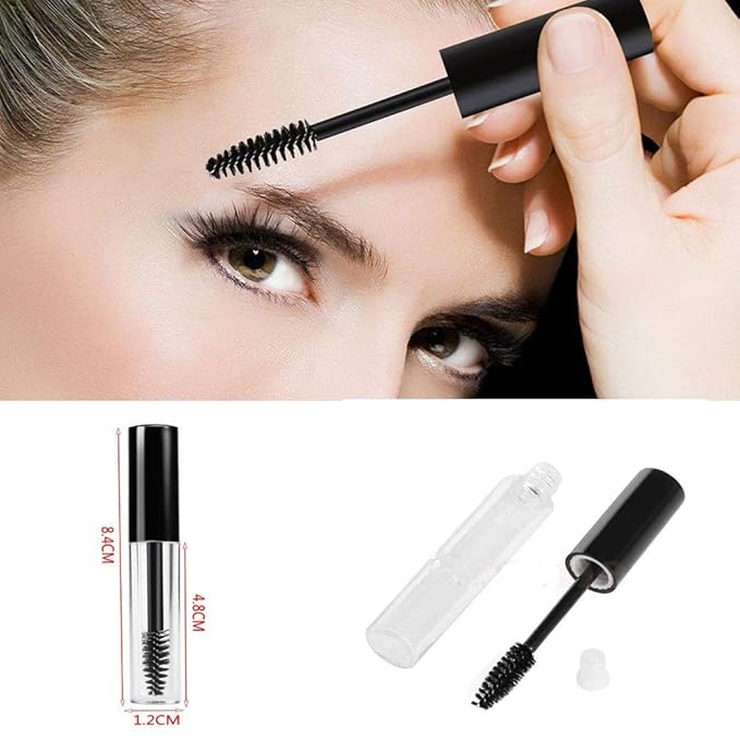 Black Portable Empty Mascara Tube, Eyelash Cream Container Bottle Transparent Plastic Tube Vials Makeup Cosmetics Tool Beauty and Personal Care (5ml)