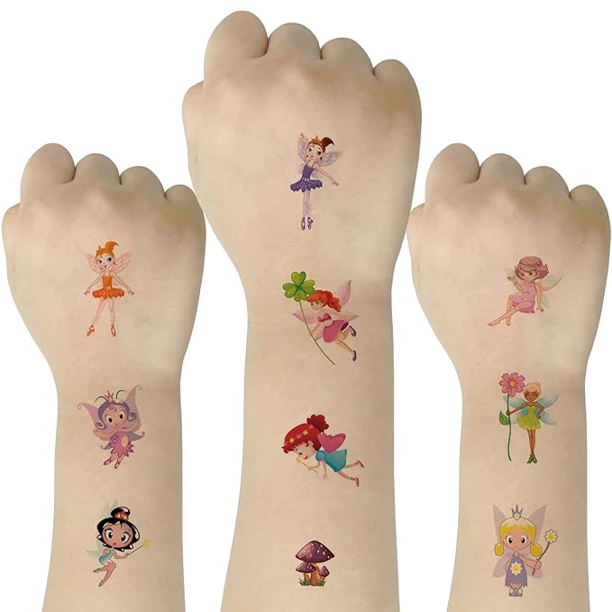 (Pack of 10 Sheets) Floral Fairy Waterproof Temporary Tattoo Stickers for Kids Boys and Girls, Party Favors Decorations
