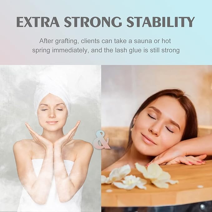 Lash Extension Glue Strong Hold Waterproof Lashes Glue for Eyelash Extensions 1S Drying Time 8 Weeks Retention Long Lasting Anti-Oil Black Eyelashes Adhesive Professional Use Only
