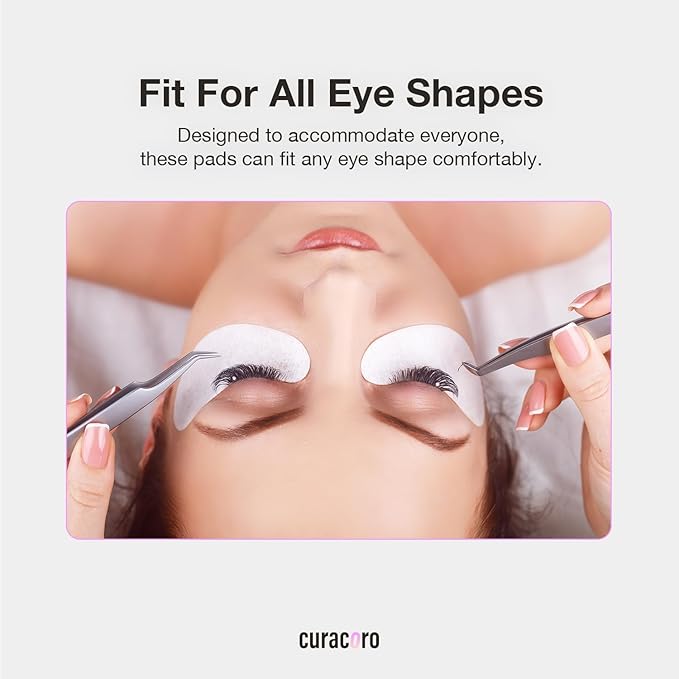 Curacoro Biogel Eye Pads for Lash Extensions, Soft Sticky Under Eye Patches for Sensitive Skin, Eyelash Perm Lamination, Lash Extension Remover Supplies (10 Pairs)