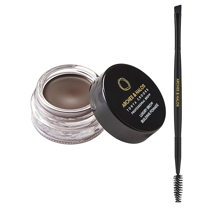 Arches & Halos Brow Sculpting Set - Dual Ended Brush With Brow Building Pomade In Espresso - Define, Brush And Blend Brows - Easily Fill, Sculpt Sleek Eyebrows - Vegan, Cruelty Free Makeup - 2 Pc
