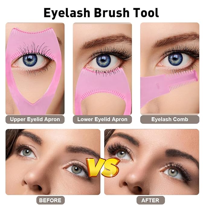 Abnaok 3 Pack Eye Makeup Tool Kit, Eyelashes Tools Mascara Shield Applicator Guard,Eyeliner Stencils and Eyebrow Stencils Kit for Beginners