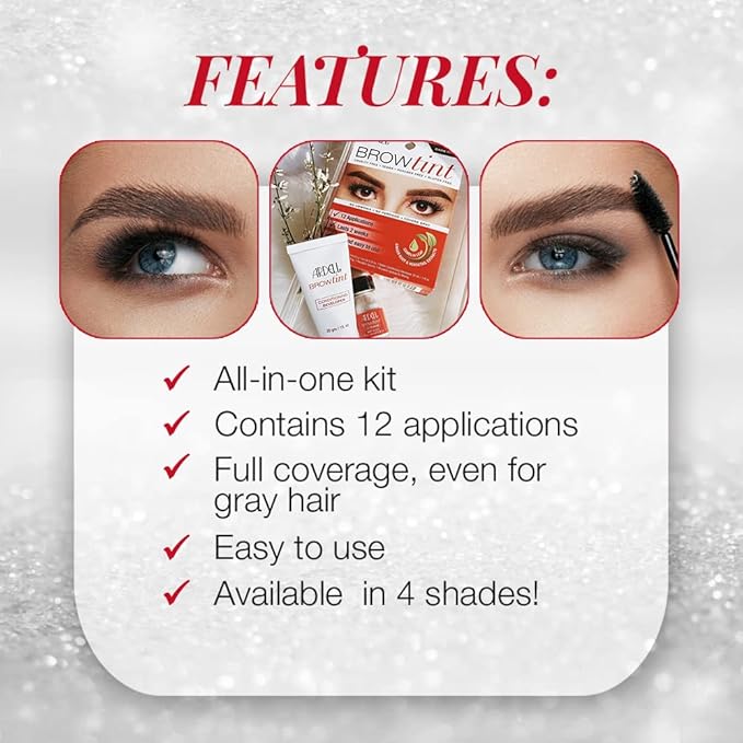 Ardell Brow Tint Kit Dark Brown - Semi-Permanent Eyebrow Dye, Long-Lasting Brow Color with Natural Extracts, Complete Eyebrow Tint Set, 1 Pack