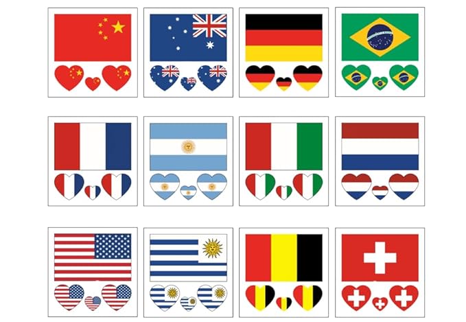 10 Sheets Portugal Flag Tattoos Stickers 40 Pcs Waterproof Sweat Sports National Flag Removable Fake Tattoos