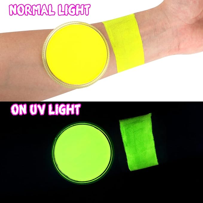Bowitzki 30g Professional Face Paint Body Paint Water Based Face painting Makeup Safe for Kids and Adults Split Cake Single Color (Neon Yellow)