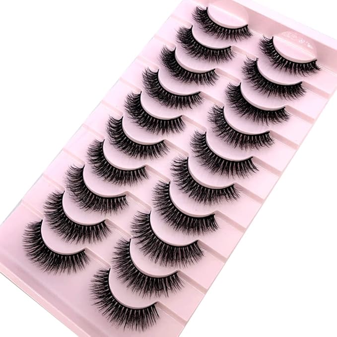 HBZGTLAD Soft Mink Eyelashes 3D Curl Winged End Eye Elongated Fake Lashes Thick Handmade Natural False Eyelash Messy Cross Lash Wholesale (FT-01)