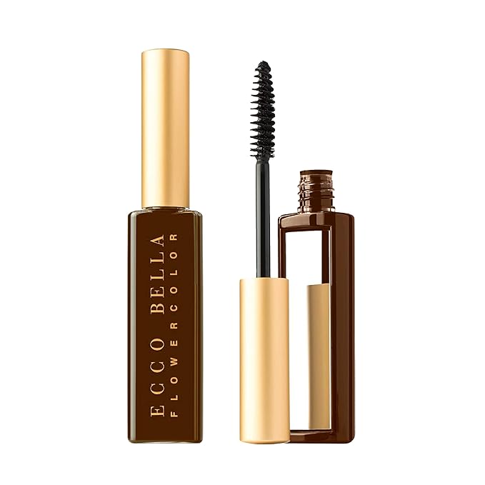 Ecco Bella Plant-Based Vegan Natural Glow Kit, Natural Lip Gloss (Power), FlowerColor Mascara (Brown)