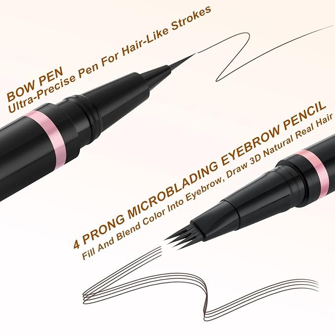 Eyebrow Pencil Makeup Kit, with Waterproof 2-IN-1 Microblading Eyebrow Pen, Eyebrow Pomade, Eyeliner and Dual-ended Eyebrow Brush, Brow Pencil Kit for Natural Eyebrows - Espresso