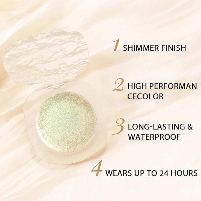 Eye shadow low saturation delicate long-lasting eye shadow palette, Monochrome Glittler Eyeshadow, pressed glitter eyeshadow, Glittle Eyeshadow Cream Single Vegan Eyeshadow, (06 Glittle Light Green)