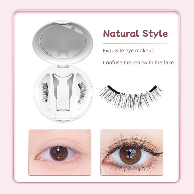 Magnetic Eyelashes,Magnetic Eyelashes with Applicator,New Integrated Box Design,No Glue or Liquid Eyeliner Needed,Magnetic Eyelashes with 2 in 1 Eyelashes Box (Natural Style)