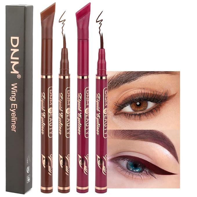 evpct 2Pcs Brown Red Brown Liquid Wing Eyeliner Stamp Eye Pencil Makeup Sets Waterproof Colored Color Eye Liners Stamps Shapes delineador de ojos contra el agua delineadores de colores para ojos 11&12