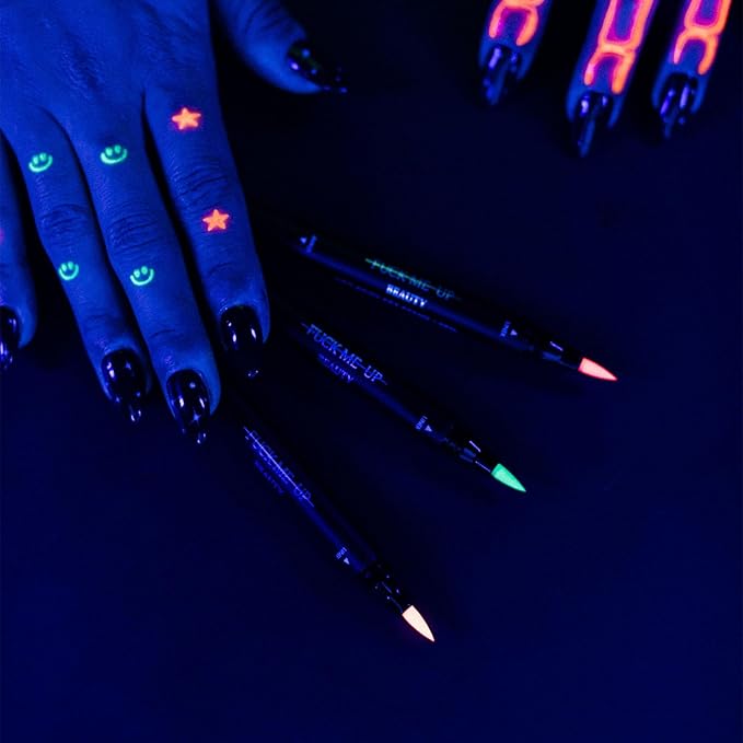FMU Beauty UFO Body Art Stamp + Pen Liner for Bright Colorful Festival Makeup (Supernova - Orange Star)