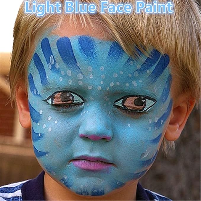 Go Ho Makeup Sky Blue Cream-Blendable Stick - Body Paint Professional SFX Makeup,Safe Facepaint Nose&Lip Smacking for Halloween(Sky Blue)