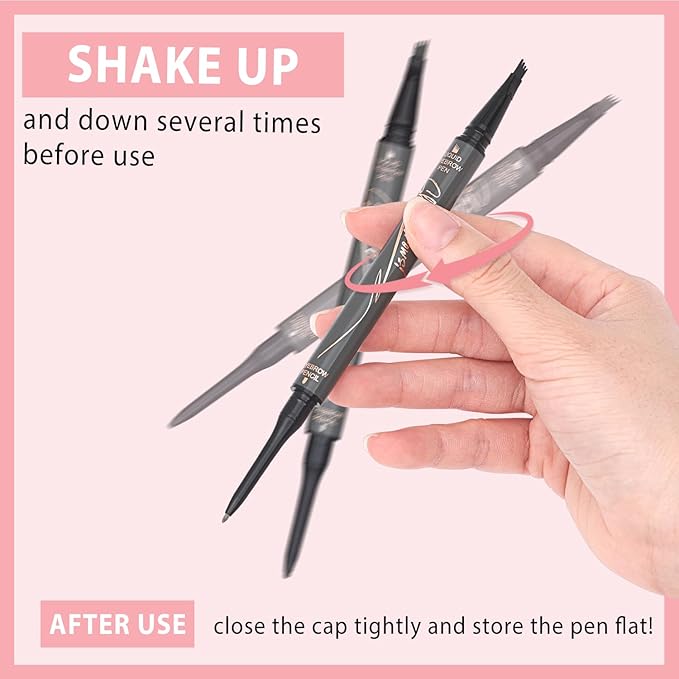 4 Tiped Microblading Eyebrow Pen 2 in 1 Waterproof Eyebrow Pencil Waterproof Eyebrow Kit Double Head Brown Eyebrows Eyebrow Microblading Pen natural Long-Lasting