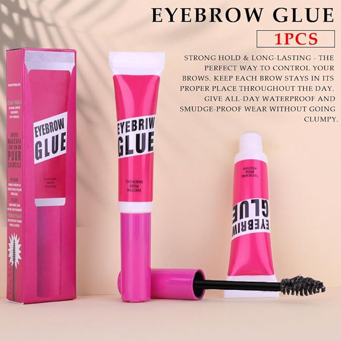 Tinted Thickening Brow Mascara,Brow Fast Sculpt,Waterproof, Transfer-proof, Brush to Fill in Eyebrows and Cover Gray Hairs - Cruelty Free - Light Medium Brown (1 Pack) (1pc 09 transparent brow glue)