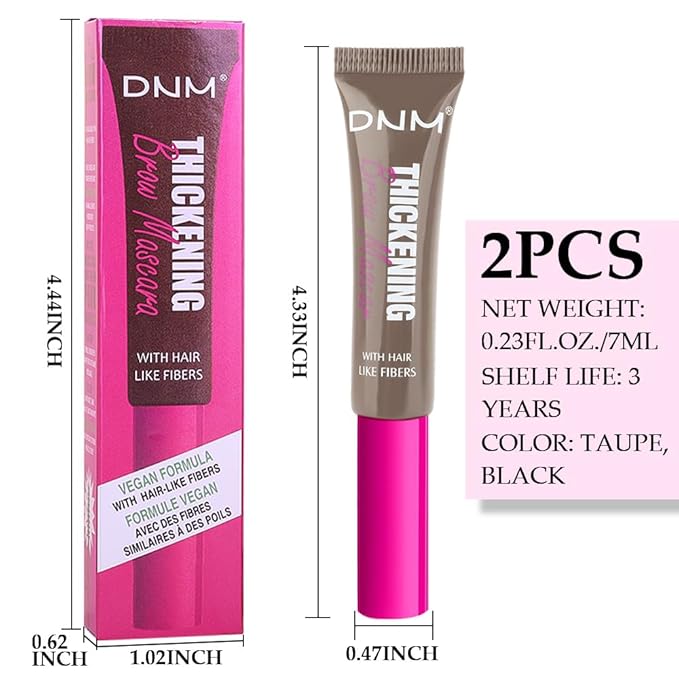 Tinted Thickening Brow Mascara,Brow Fast Sculpt,Waterproof, Transfer-proof, Brush to Fill in Eyebrows and Cover Gray Hairs - Cruelty Free (2pcs 01 Taupe &08 Black)