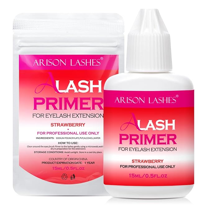 Lash Primer for Eyelash Extensions15ML Eyelash Primer Increase Lash Adhesive Bonding Power Pretreatment for Semi Permanent Lash Extension Ideal for Extend Lash Glue Retention Time(STRAWBERRY)