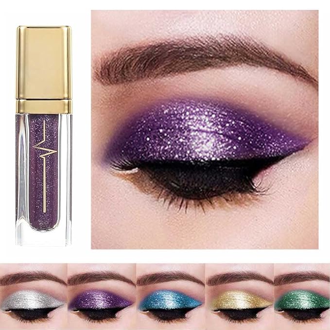 Kilshye Glitter Liquid Eyeshadow Shimmer Eye Shadow Metallic Eyeshadows High Pigment Eyes Shadow Long Lasting Waterproof Eyes Liquid Makeup for Women and Girls Pack of 1 (A- Purple 4)