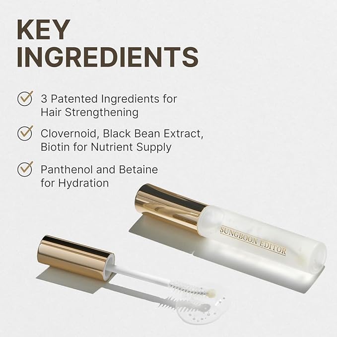 SUNGBOON EDITOR Triple Active Eyelash Serum | Strengthens and Nourishes Weak,Damaged Lashes | C-Curl Brush and Ball Tip Design | Gentle, Tear-Like pH for Daily Use | Korean Eyelash Care Serum