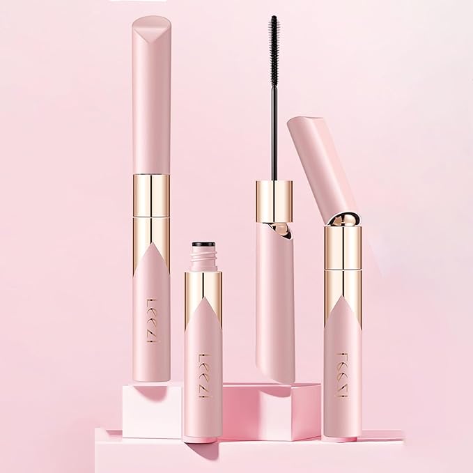 Lengthening Black Mascara for Fine Short Lashes & Older Women – Quick-Drying, Smudge-Proof & Waterproof – Natural-Looking Length, Dual-Sided Brush - Swivel Brush Handle, Glides to Every Lash Angle