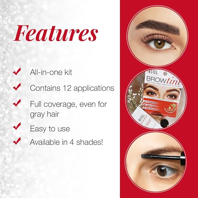 Ardell Brow Tint Soft Black, Longer-lasting Semi-permanent Brow Dye, with Natural Extracts, Complete Brow Tinting Kit, 1 pack