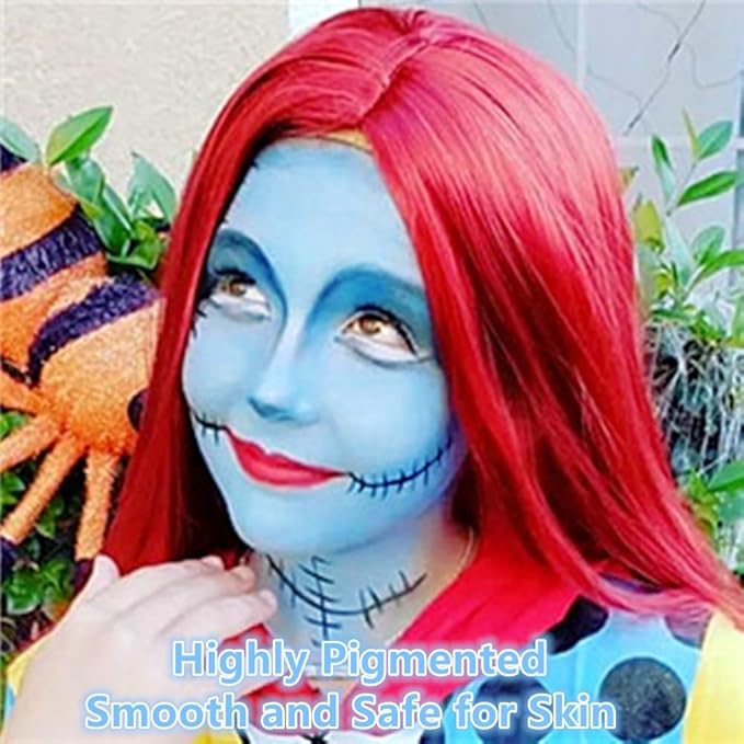 Go Ho Light Blue Face Paint Stick,Water Based Pale Blue Body Paint Washable,Smooth Face Paint Kit,Halloween Cosplay SFX Corpse Bride Sally Makeup